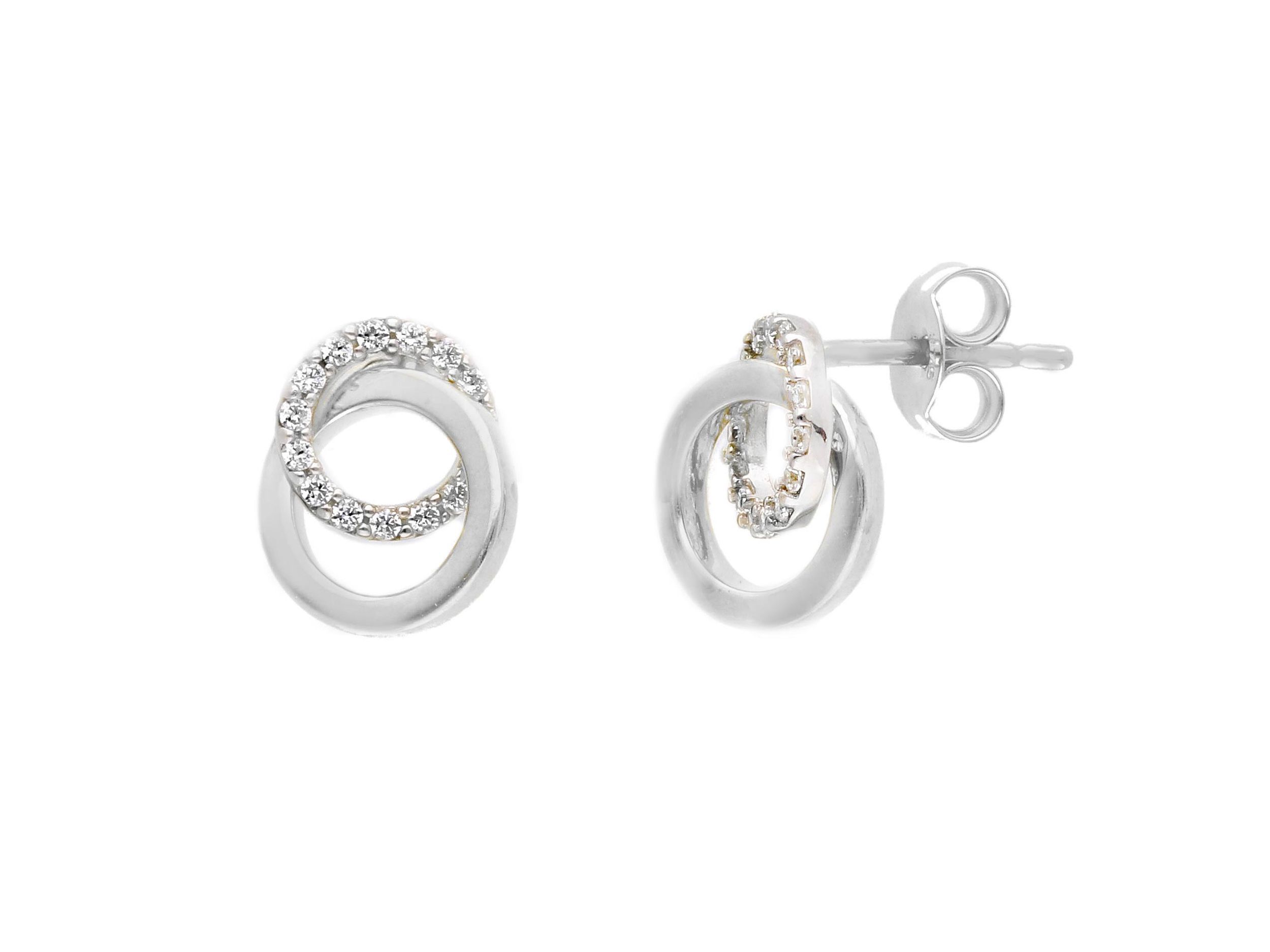 White gold earrings 9k with white zircon (code S203077)